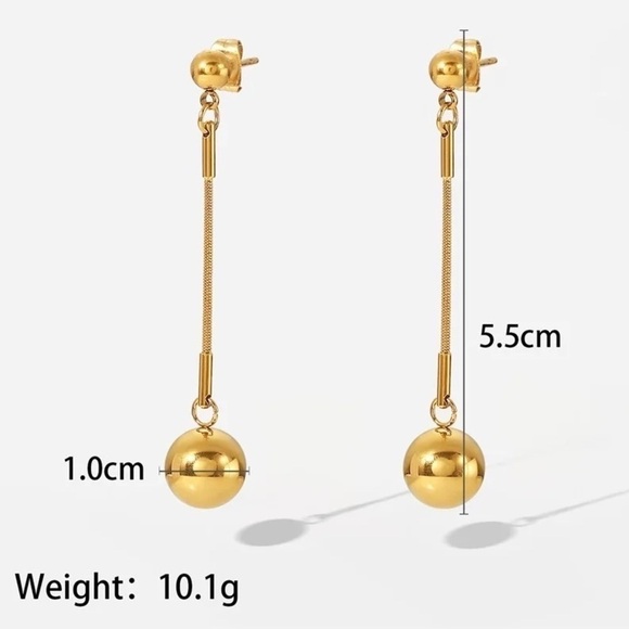 18k Gold Plated Ball Pendant Earrings - Picture 4 of 7